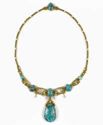 Chamarande Art Nouveau necklace with turquoise cabochons and pearls (BRAFA 41b)